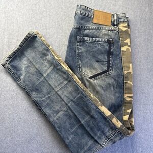 Parish Nation Men's Jeans Size 36x34 Blue Camo 100% Cotton- Fast Shipping